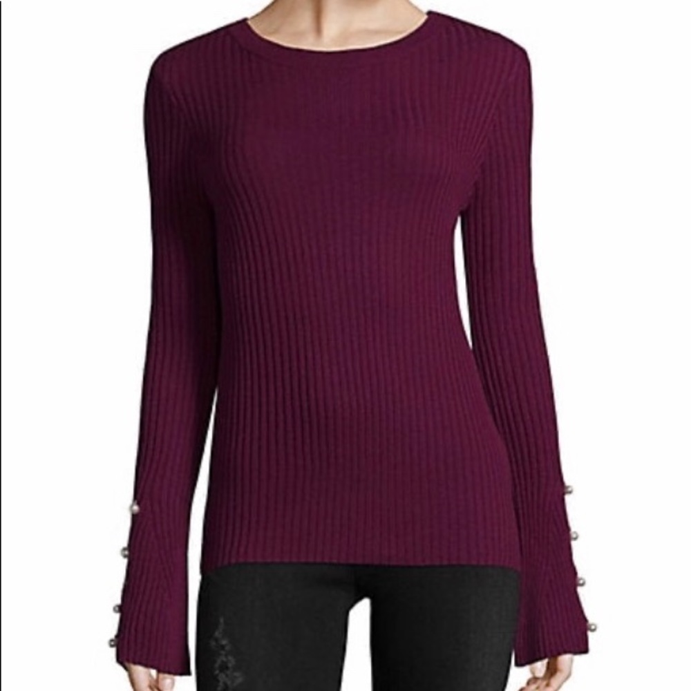 Lea & Viola Merlot Embellished Sweater NWT XS - S